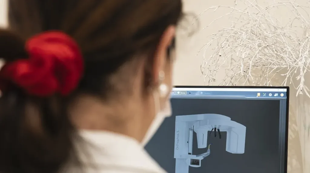 Esame TC Cone Beam CBCT visualizzato sul monitor